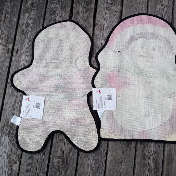 🆕Set of 3 Holiday Charm Mats Gingerbread Snowman Penguin Love Door Floor Bath - Picture 7 of 9